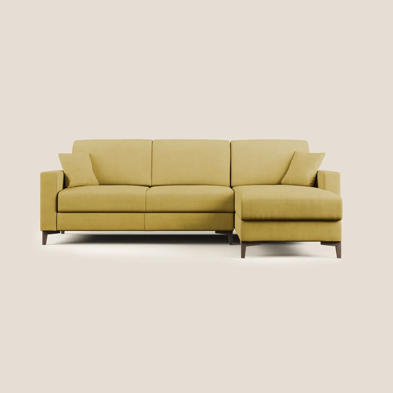Kafka divano letto angolare in morbido tessuto impermeabile T02 giallo