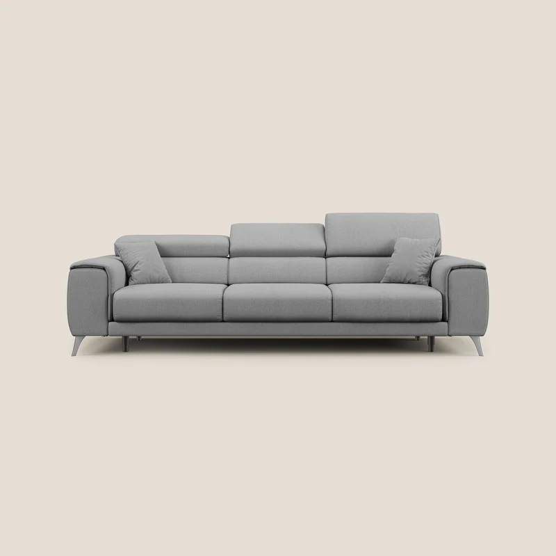 Fusion divano con 3 sedute allungabili in tessuto smacchiabile T05 grigio
