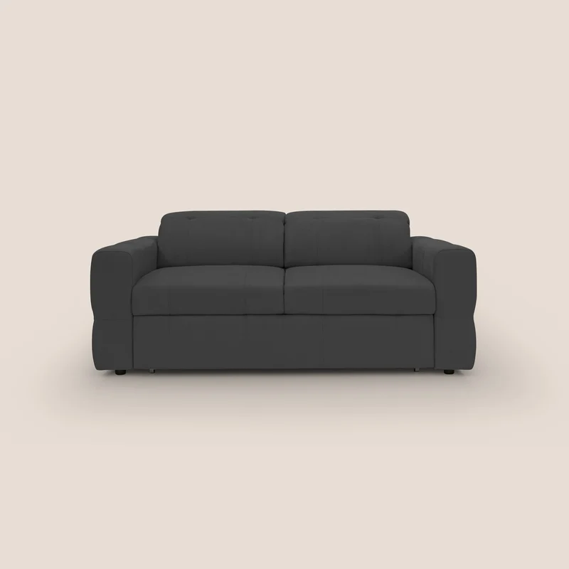 Kronos Divano con pouf estraibile poggiapiedi e poggiatesta reclinabili in morbida microfibra impermeabile T11 nero