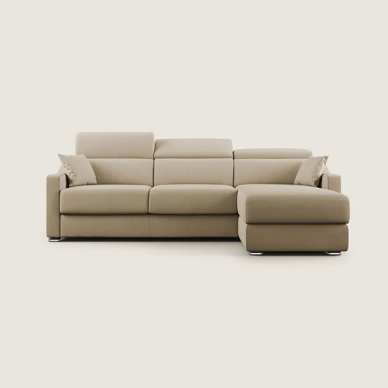 Amber divano letto angolare in tessuto smacchiabile T05 beige
