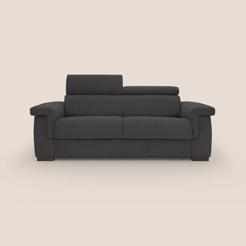 Bjorn divano letto sfoderabile con materasso H18 cm e poggiatesta reclinabili in tessuto impermeabile T02 nero