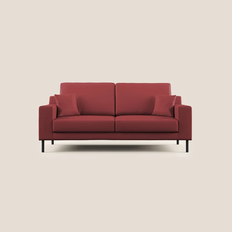 Uranio divano moderno lineare in Ecopelle impermeabile T04 rosso