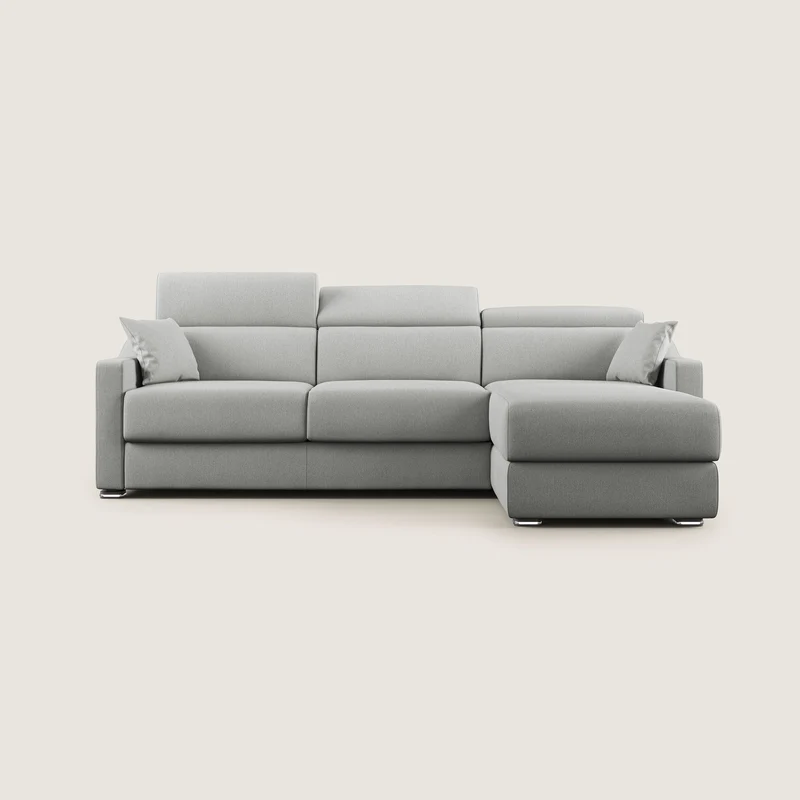 Amber divano letto angolare in tessuto smacchiabile T05 grigio