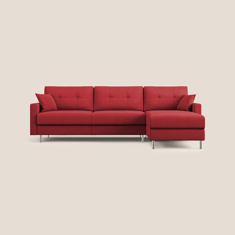 Megan divano letto angolare in microfibra smacchiabile T11 rosso