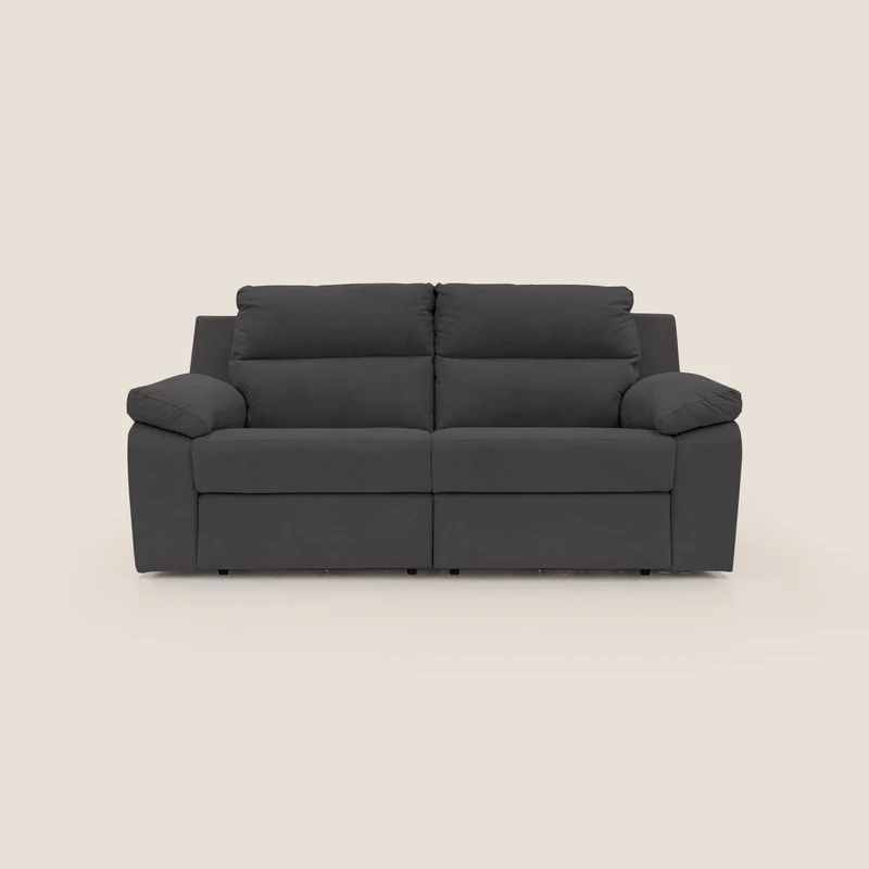 Romeo Divano relax con recliner elettrico in morbido tessuto impermeabile T02 nero