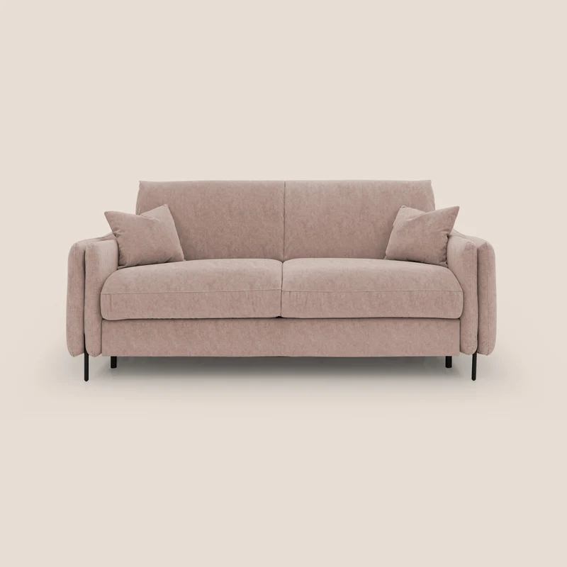 Gregory Divano letto con materasso h18 cm in microfibra effetto velluto impermeabile T09 rosa