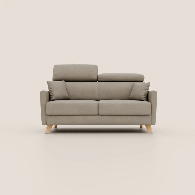 Francy divano letto matrimoniale con poggiatesta regolabili in tessuto impermeabile e smacchiabile T17 beige