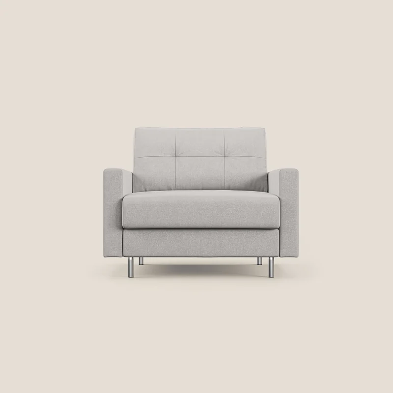 Megan poltrona letto in microfibra smacchiabile T11 grigio chiaro