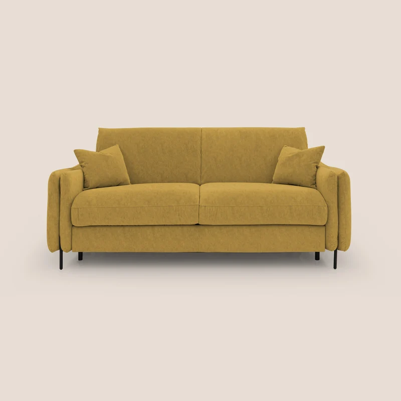 Gregory Divano letto con materasso h18 cm in microfibra effetto velluto impermeabile T09 giallo
