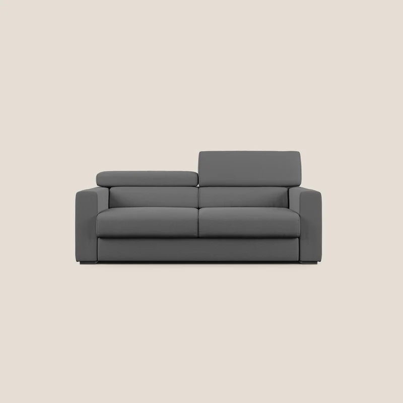Dylan divano allungabile con pouf estraibile poggiapiedi in tessuto fiammato simil cotone impermeabile T19 antracite