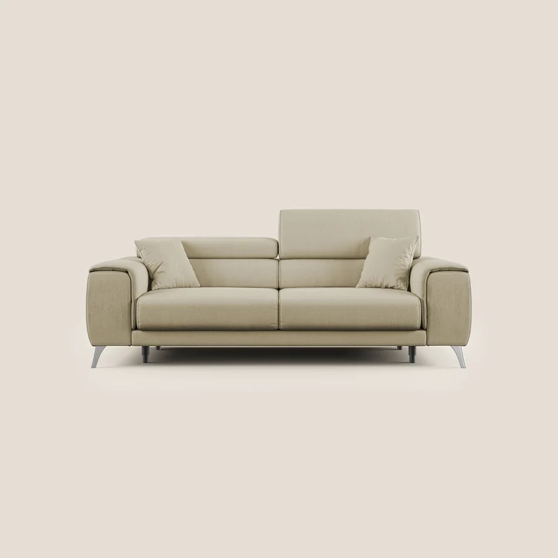 Fusion divano con sedute allungabili in tessuto smacchiabile T05 cammello