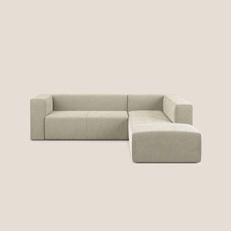 Nettuno divano angolare modulare componibile in morbido tessuto bouclè T07 beige