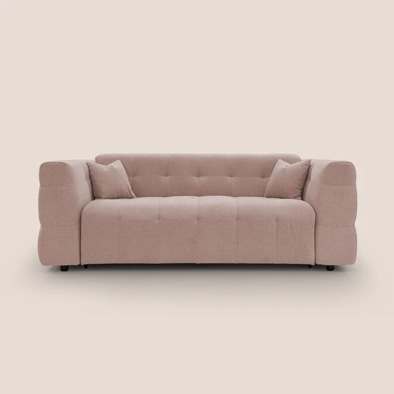 Tender Divano letto matrimoniale dal design innovativo in tessuto bouclet impermeabile T07 rosa