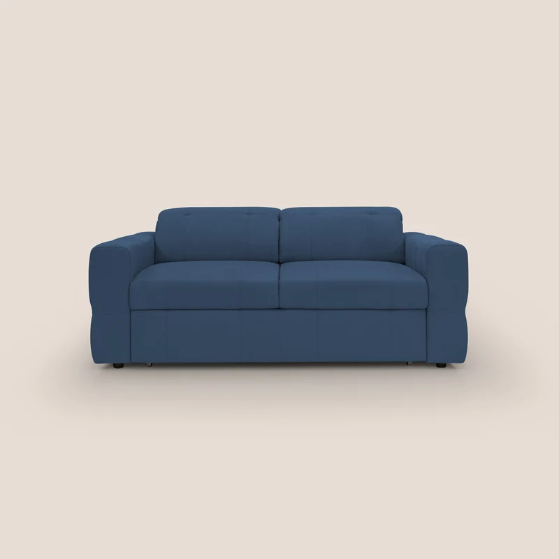 Kronos Divano con pouf estraibile poggiapiedi e poggiatesta reclinabili in morbida microfibra impermeabile T11 blu