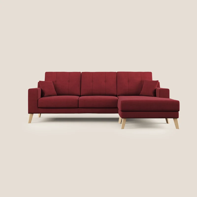 Danish divano angolare REVERSIBILE in tessuto morbido impermeabile T02 rosso
