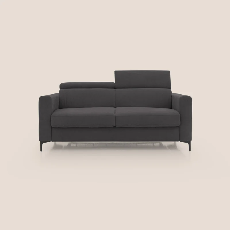 Gardenia divano letto materasso alto 18 cm con poggiatesta reclinabili e rivestimento impermeabile T02 nero