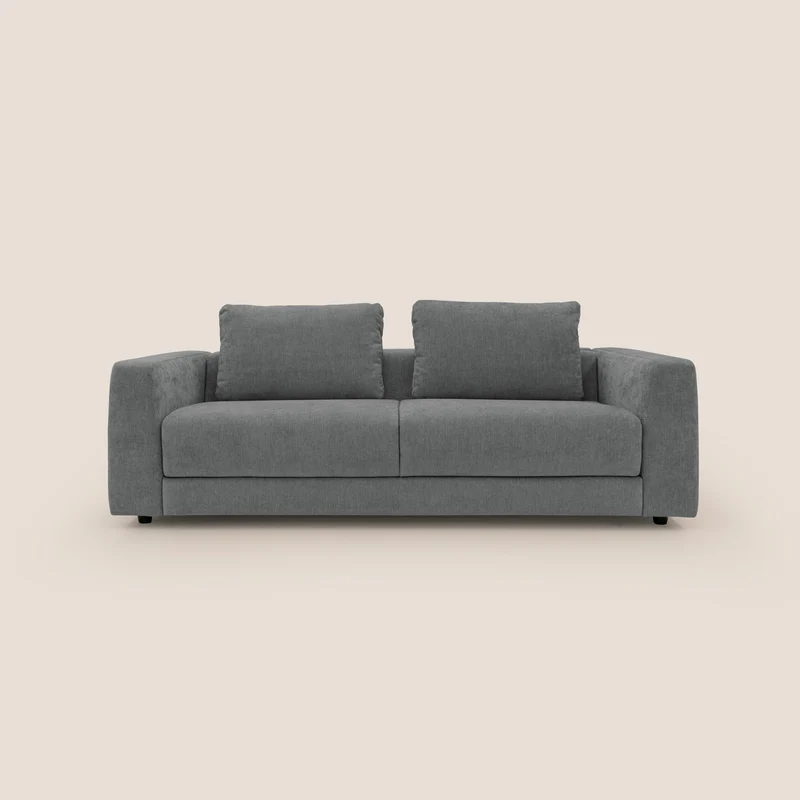 Freia Divano letto minimal materasso h15 cm con morbidi schienali in tessuto impermeabile T14 grigio