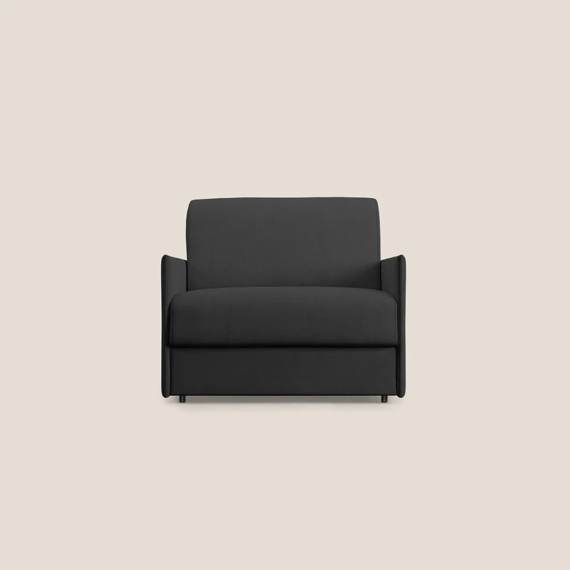 Evans poltrona letto in morbido tessuto impermeabile T02 nero