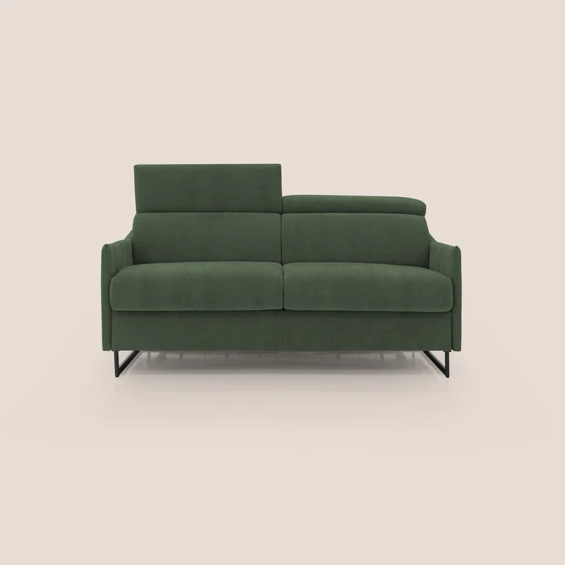 Loto divano letto salvaspazio materasso H18 cm con piedi alti in morbido tessuto impermeabile T14 verde