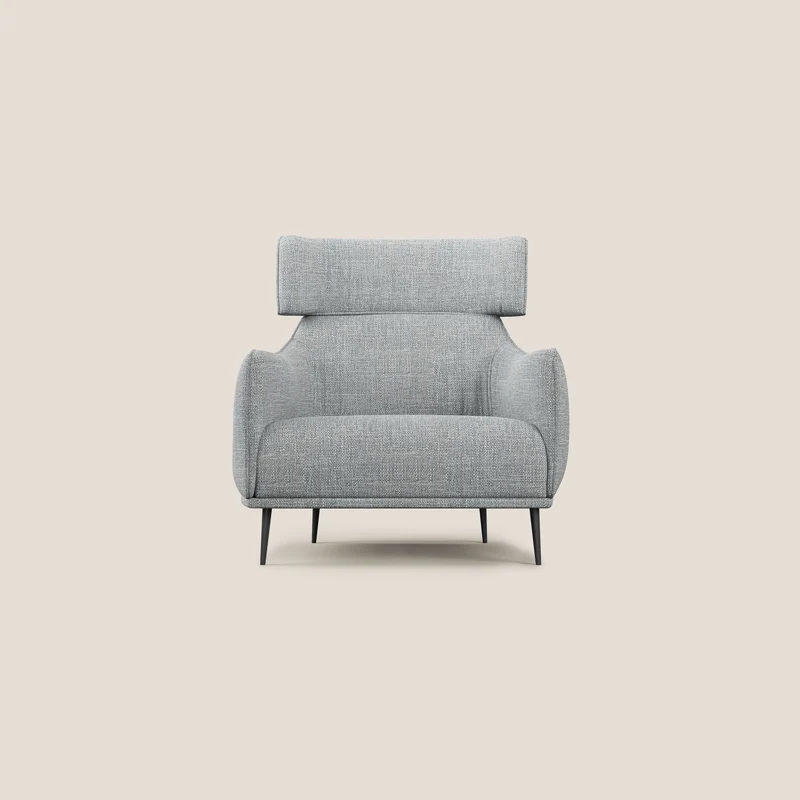 Zelda Poltroncina dal design moderno in morbido tessuto impermeabile T06 grigio