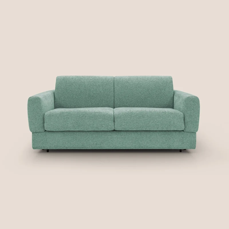 Happy Divano letto matrimoniale con materasso h18 cm in tessuto impermeabile T10 salvia