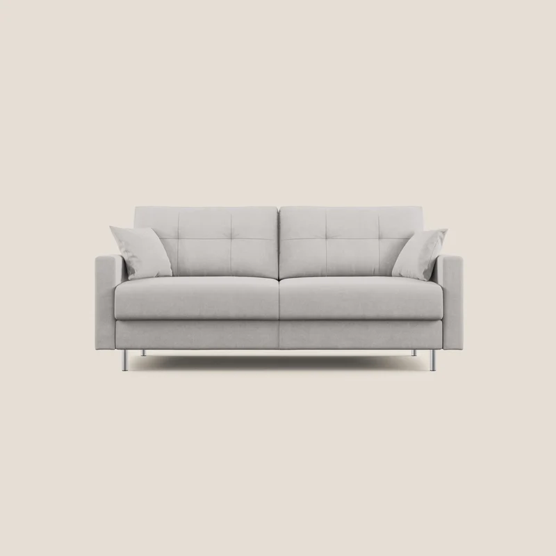 Megan divano letto matrimoniale in microfibra smacchiabile T11 grigio chiaro