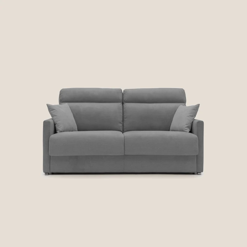 Margot Divano letto matrimoniale con schienale morbido alto in tessuto T02 grigio