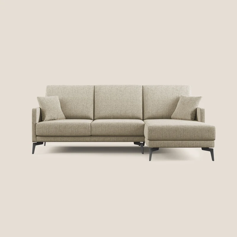 Saturno divano angolare moderno in tessuto morbido impermeabile T03 beige