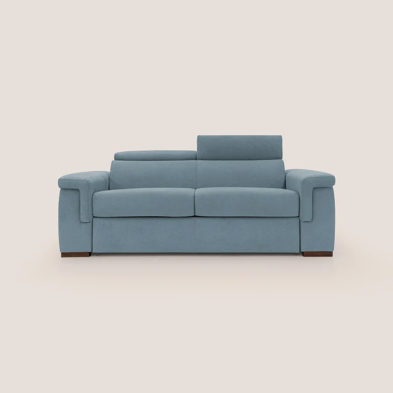 Giunone divano letto con materasso alto 18 cm e poggiatesta reclinabili in tessuto impermeabile T02 carta da zucchero