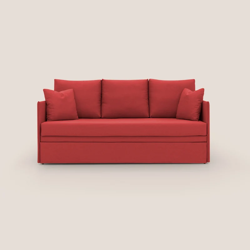 Brera Divano duplex con doppio letto in tessuto simil cotone impermeabile T13 rosso