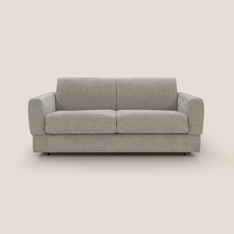 Happy Divano letto matrimoniale con materasso h18 cm in tessuto impermeabile T10 tortora