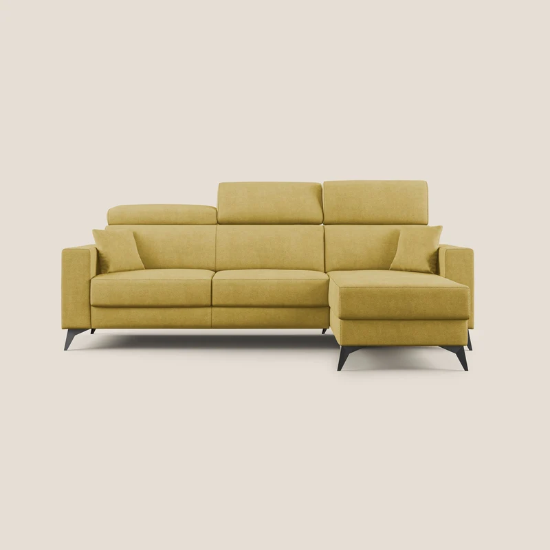 Pegaso divano letto angolare con poggiatesta reclinabili e rivestimento impermeabile T02 giallo