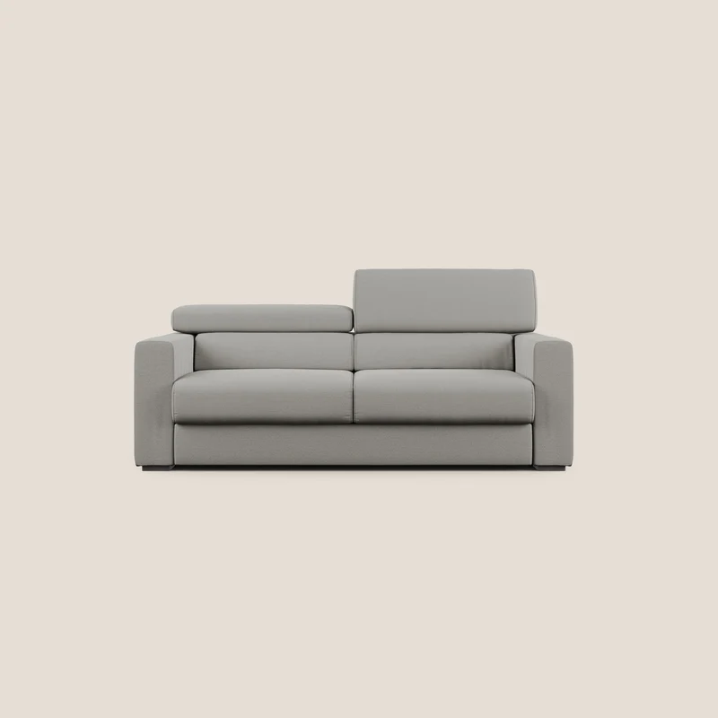 Dylan divano allungabile con pouf estraibile poggiapiedi in tessuto fiammato simil cotone impermeabile T19 beige