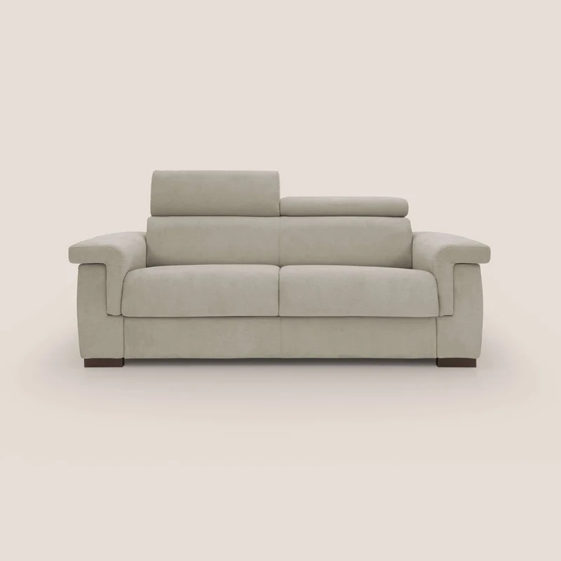 Bjorn divano letto sfoderabile con materasso H18 cm e poggiatesta reclinabili in tessuto impermeabile T02 panna