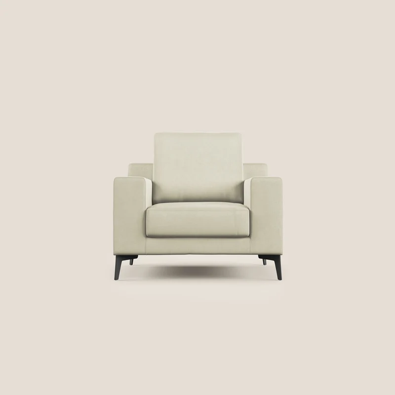 Prestige poltroncina moderna in microfibra smacchiabile T11 panna