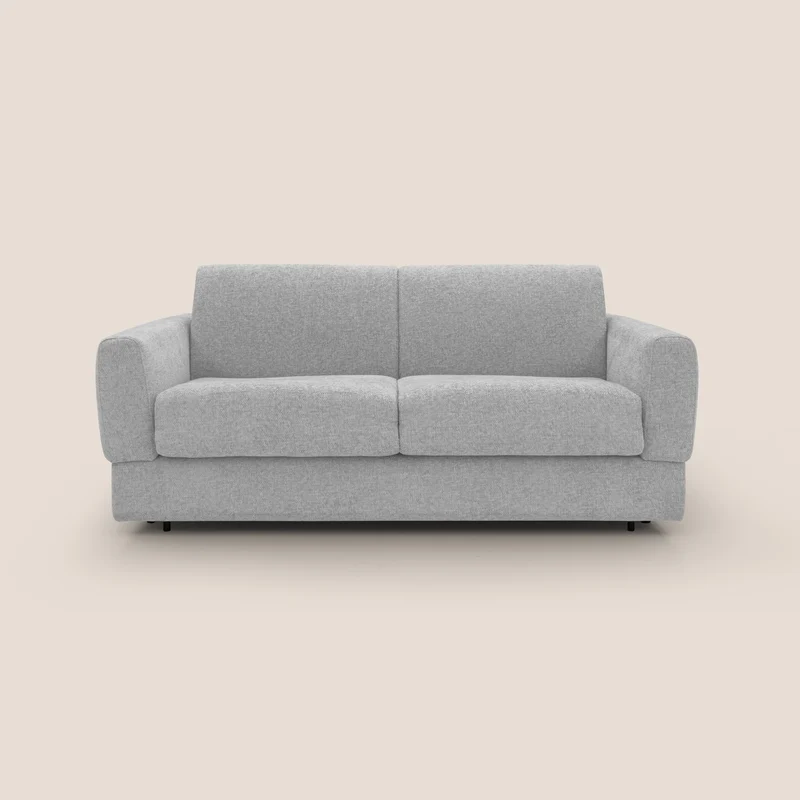 Happy Divano letto matrimoniale con materasso h18 cm in tessuto impermeabile T10 grigio chiaro