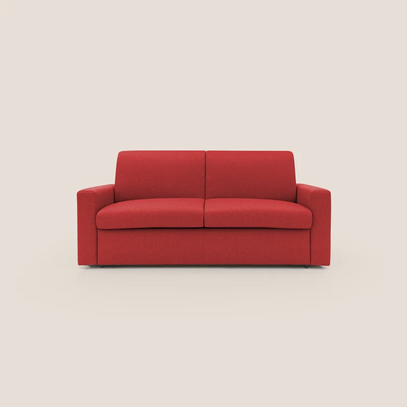 Kansas Divano letto matrimoniale alto 20 cm in tessuto impermeabile misto cotone T13 rosso