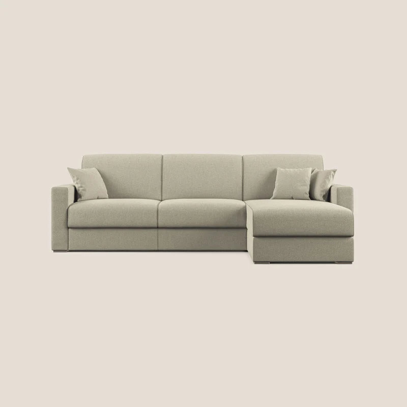 Best Divano letto angolare con penisola in tessuto smacchiabile QuickClean T08 panna