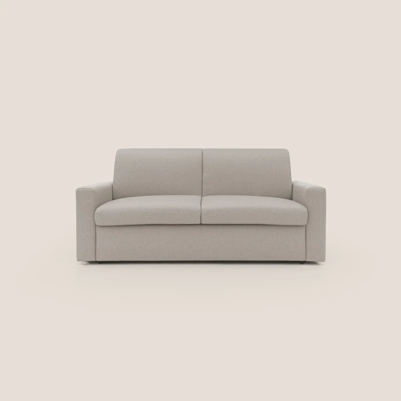 Kansas Divano letto matrimoniale alto 20 cm in tessuto impermeabile misto cotone T13 panna