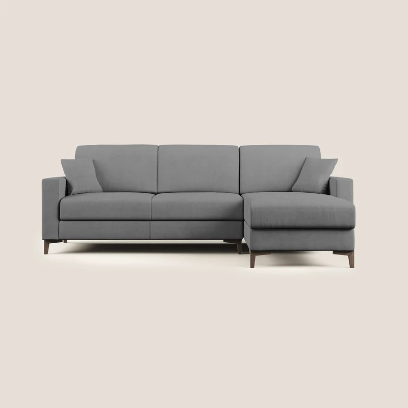 Kafka divano letto angolare in morbido tessuto impermeabile T02 grigio