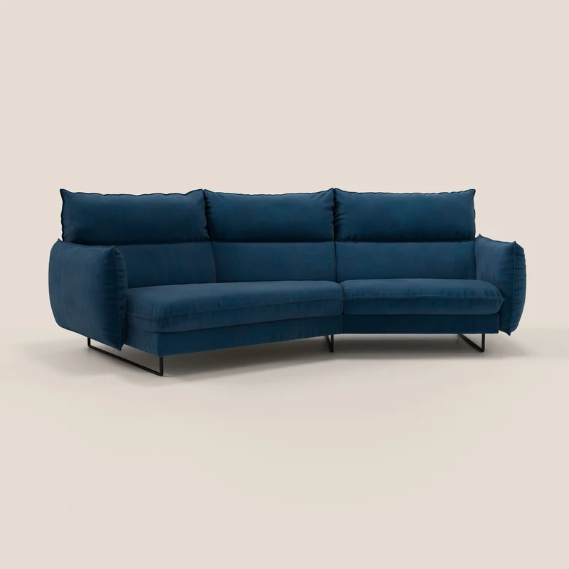 Monamour divano moderno angolare con opzione relax elettrico in microfibra smacchiabile impermeabile T11 blu