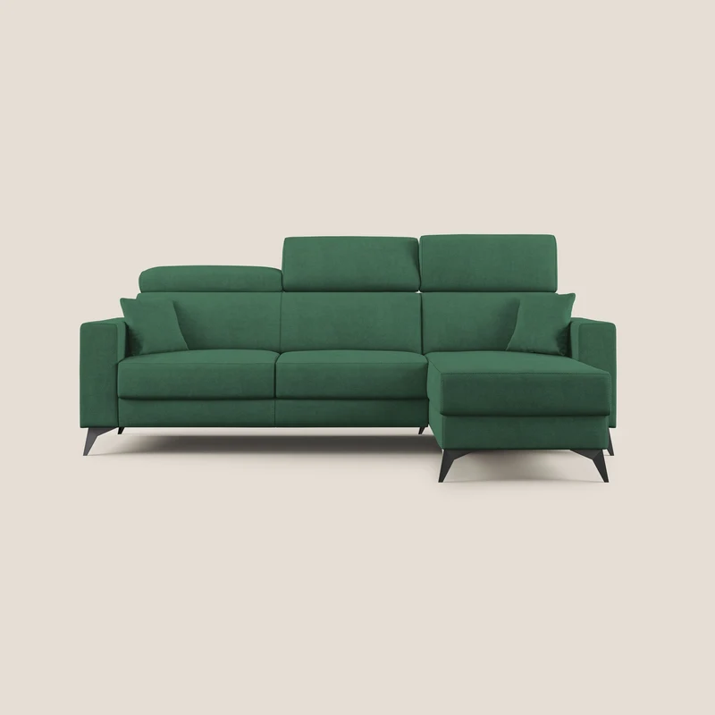 Pegaso divano letto angolare con poggiatesta reclinabili e rivestimento impermeabile T02 verde
