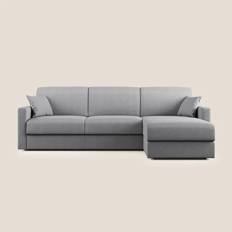 Chris Divano letto angolare con penisola in microfibra smacchiabile T11 grigio
