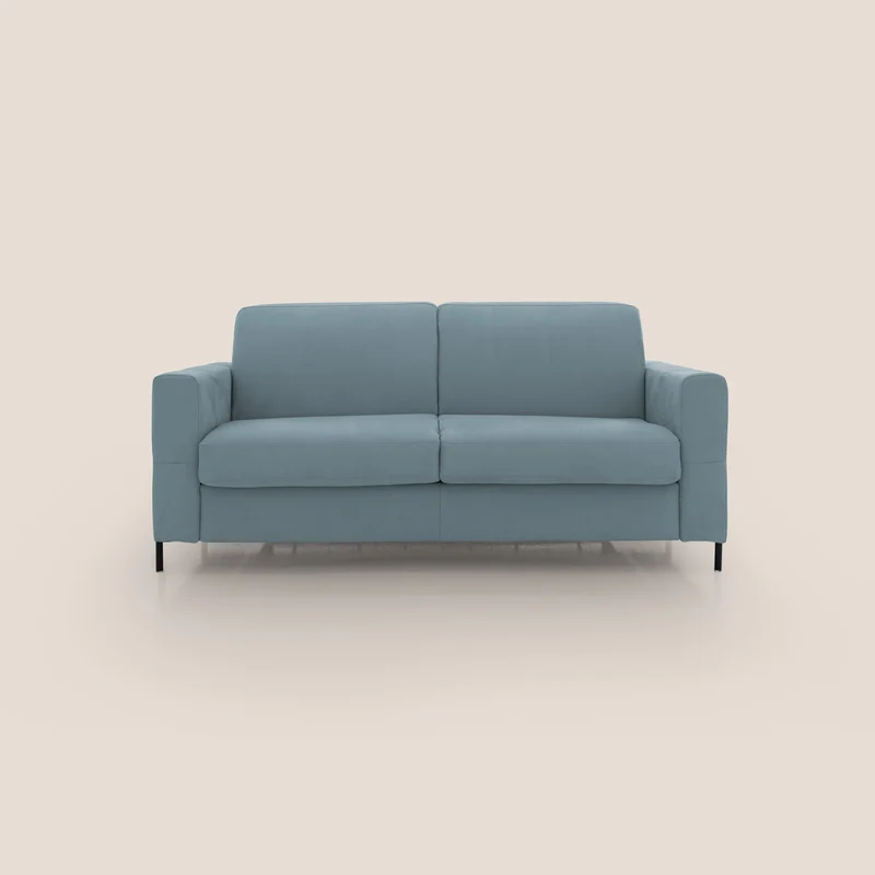 Ortensia divano letto materasso H18 cm con piedi alti in elegante microfibra smacchiabile T11 carta da zucchero