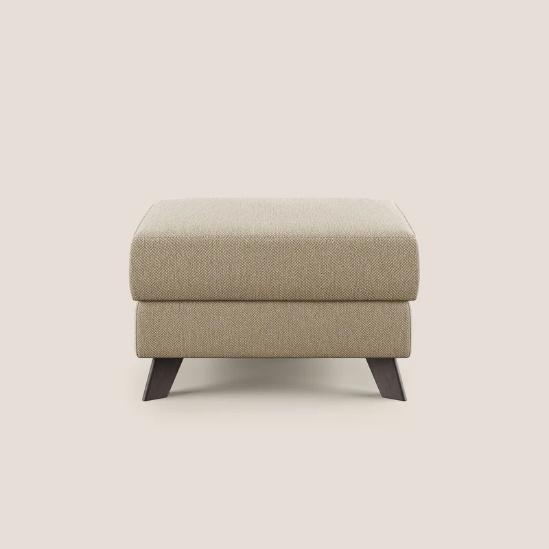 Moon Pouf contenitore e piedini alti in tessuto smacchiabile con acqua T05 beige