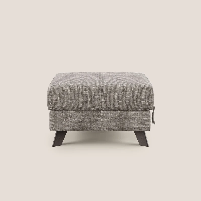 Moon Pouf contenitore e piedini alti in tessuto morbido ad intreccio soft-touch impermeabile T06 tortora