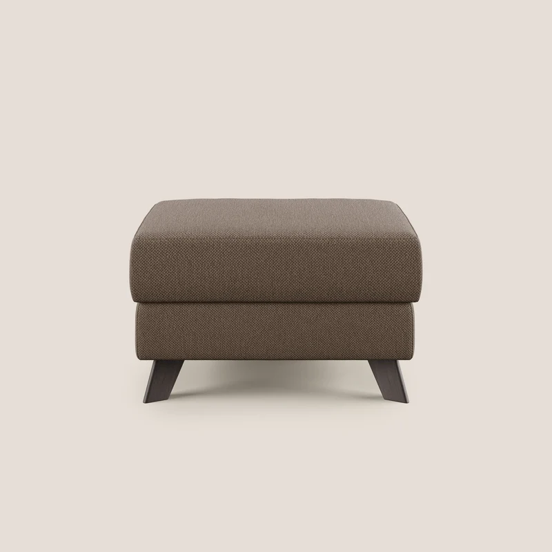 Moon Pouf contenitore e piedini alti in tessuto smacchiabile con acqua T05 marrone