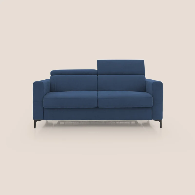 Gardenia divano letto materasso alto 18 cm con poggiatesta reclinabili e rivestimento impermeabile T02 blu