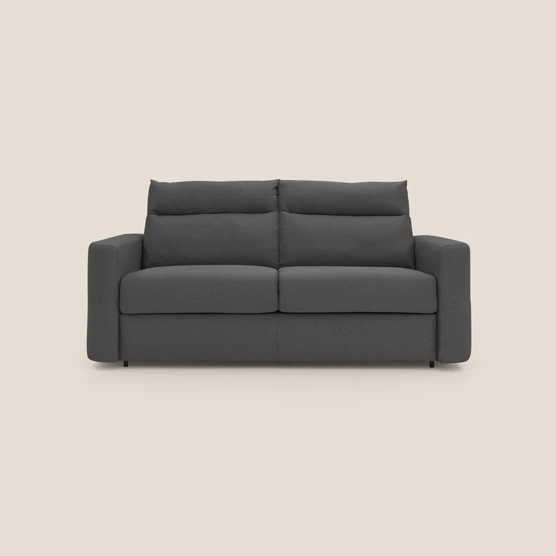 Cupido Divano letto materasso H18 cm e schienale alto in tessuto impermeabile simil cotone T13 antracite