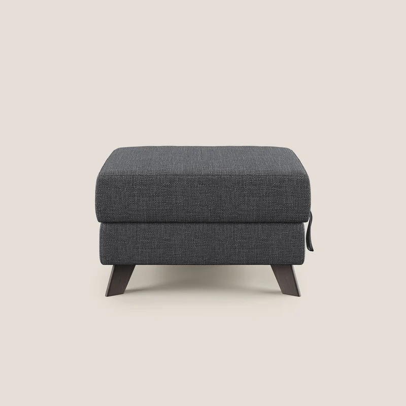 Moon Pouf contenitore e piedini alti in tessuto morbido ad intreccio soft-touch impermeabile T06 antracite